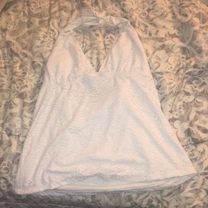 White crochet tankini